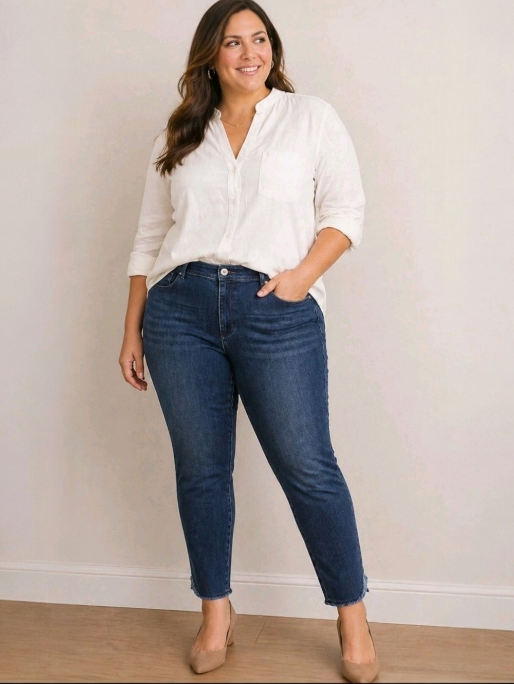 J.Jill Authentic Fit Slim Ankle Jeans Womens 18 Stretch Tencel Denim Blue Faded